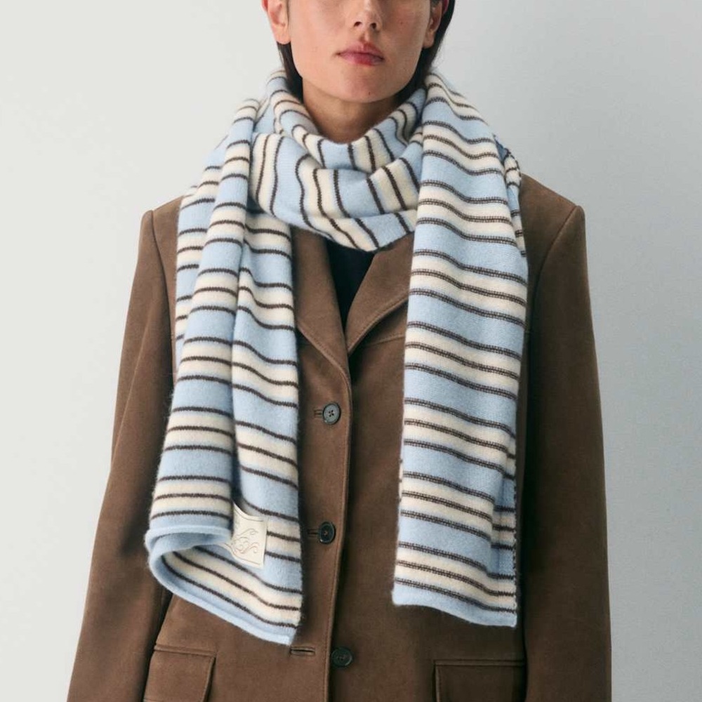 ARITZIA Essential Cashmere Millennia Medium Scarf in Dew Ble/Whsper Whte